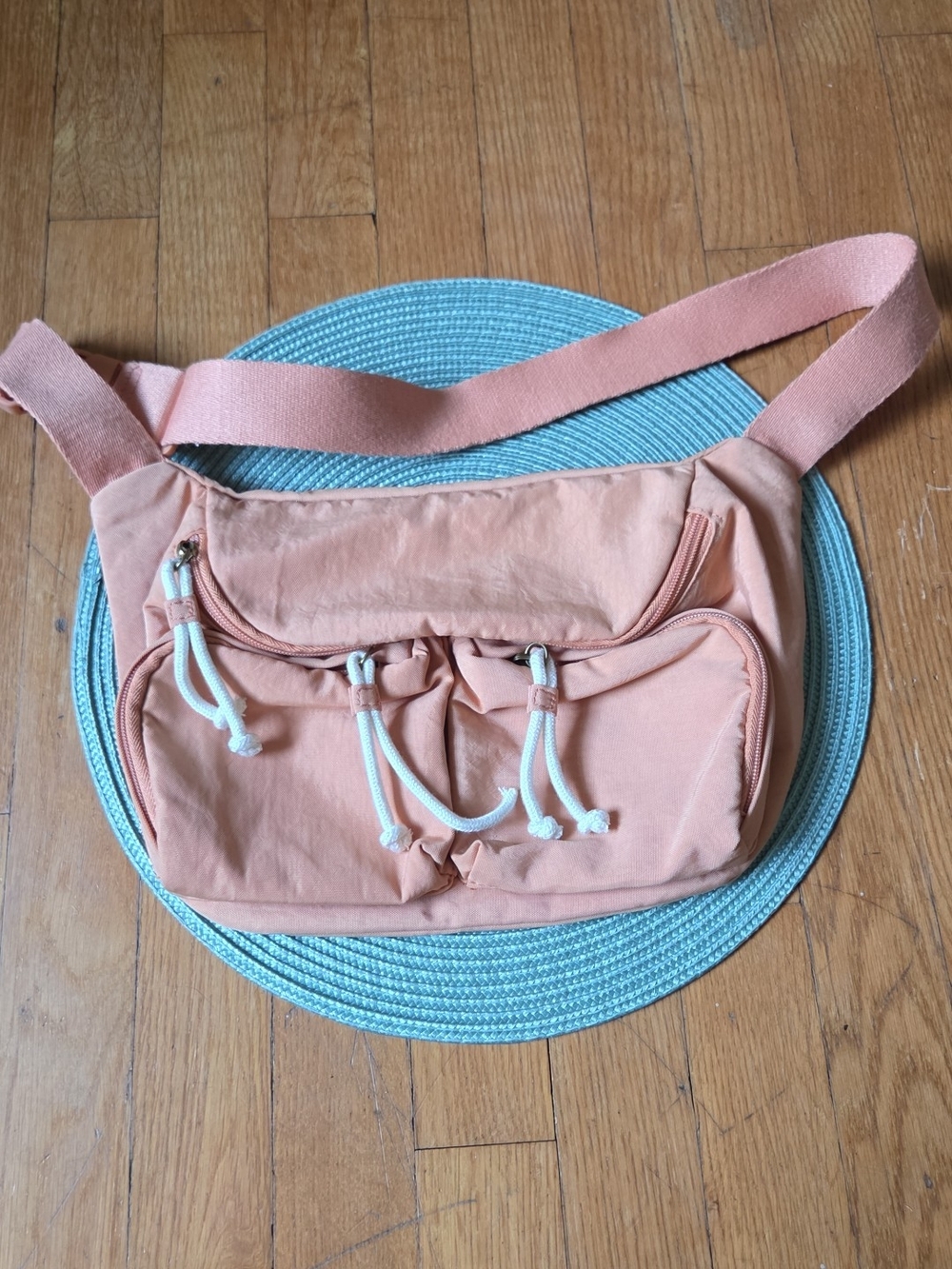 Universal Thread Peach Crossbody Waist Bag with Rope Accent Strap